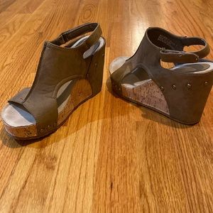 Boutique by Corkys brown cork wedge heels
